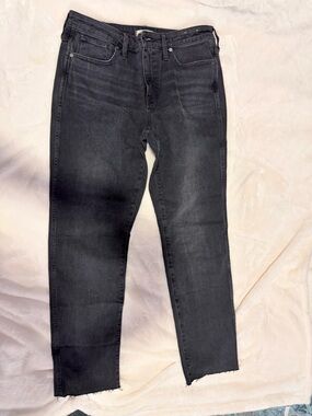 Madewell Black Washed Jeans with Raw Hem